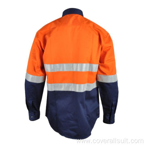 100% Cotton Safety Shirt Cotton FR Hi Vis Work Safety Shirt Factory